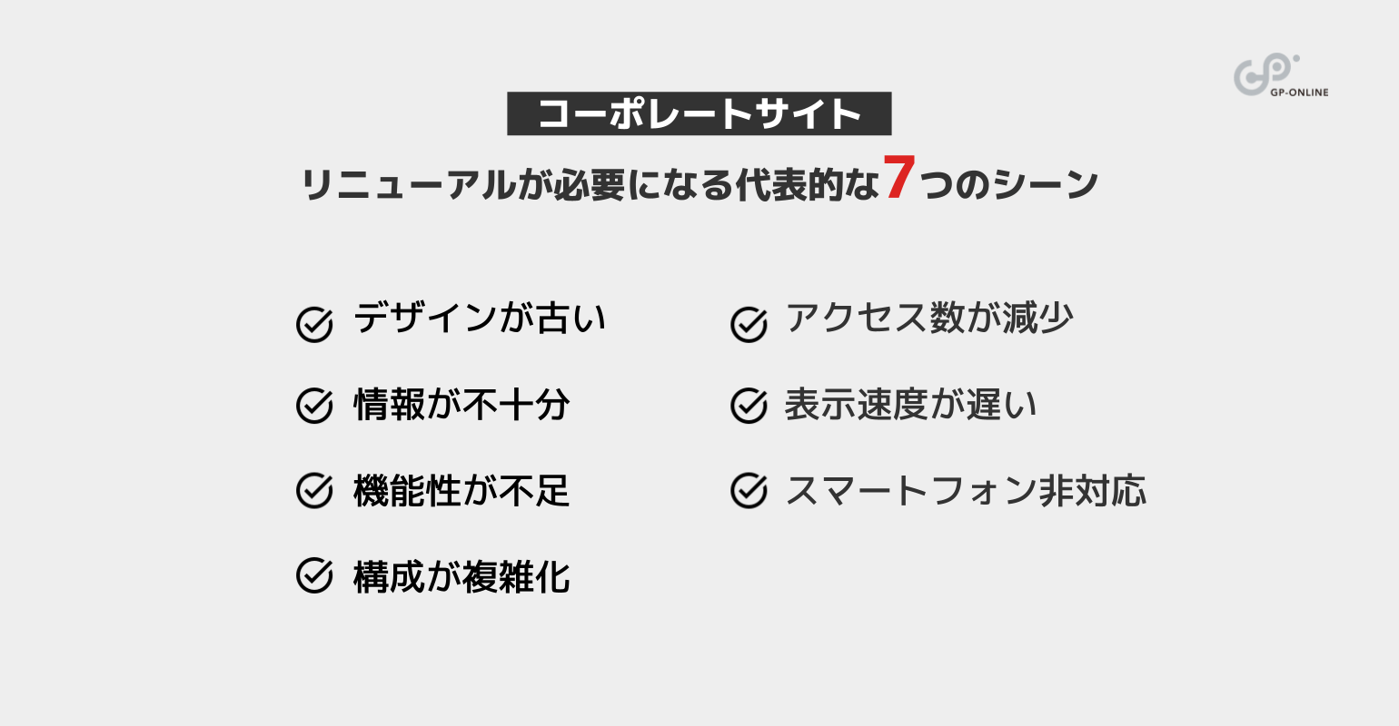 コーポレートサイトのリニューアルが必要になる代表的な7つのシーン