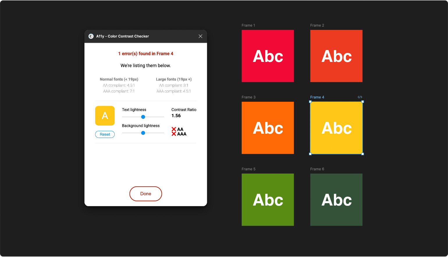 Figmaプラグイン｜A11y - Color Contrast Checker活用イメージ